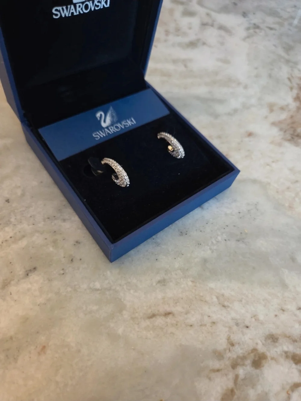 Swarovski Pavé Crystal Mini Hoop Earrings in Silver